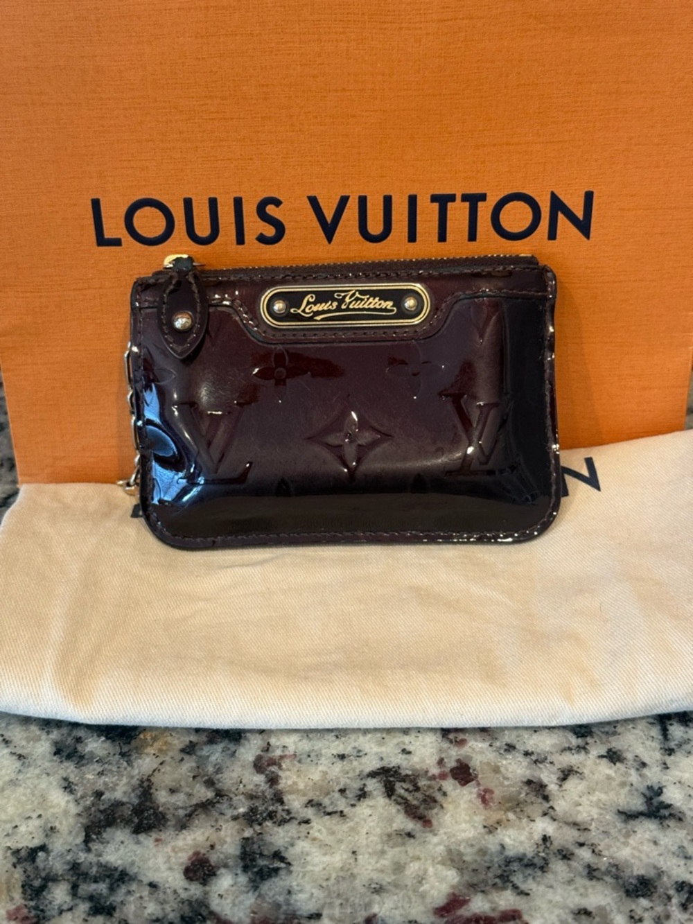 Louis Vuitton Vernis Patent Coin Pouch in Deep Burgundy